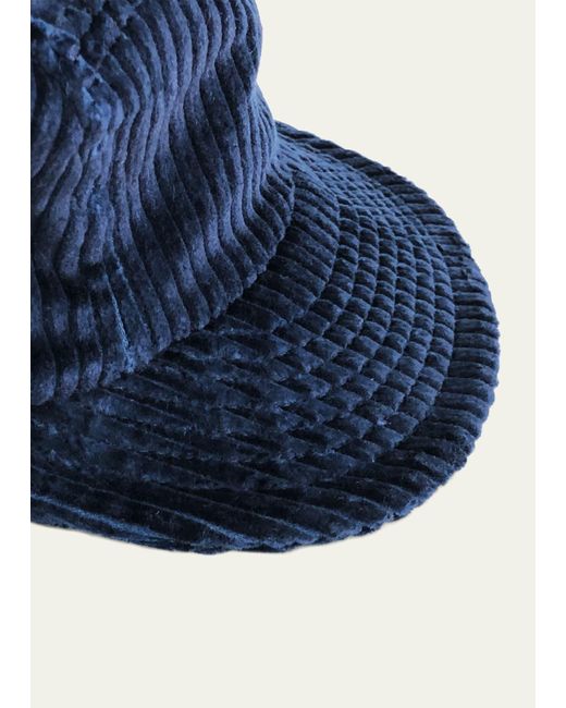 Cableami Blue Corduroy Cap With Fold-down Ear Warmers for men