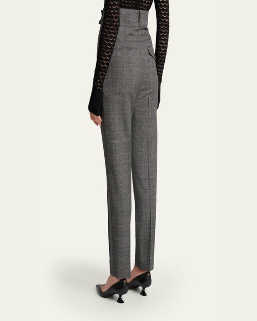 Lanvin Women's Gray High-Rise Check Cigarette Ankle Pants
