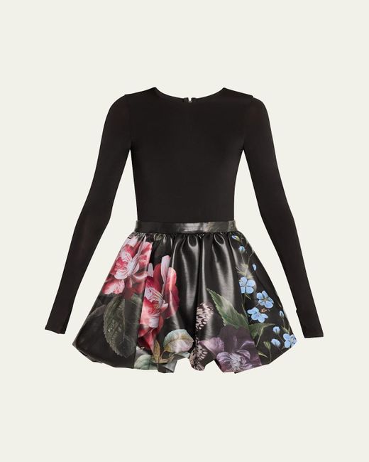 Alice + Olivia Chara Long-Sleeve Bubble Mini Dress in Black | Lyst Alice + Olivia Chara Long-Sleeve Bubble Mini Dress in Black | Lyst