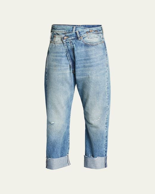 R13 Blue Crossover Cuffed Jeans