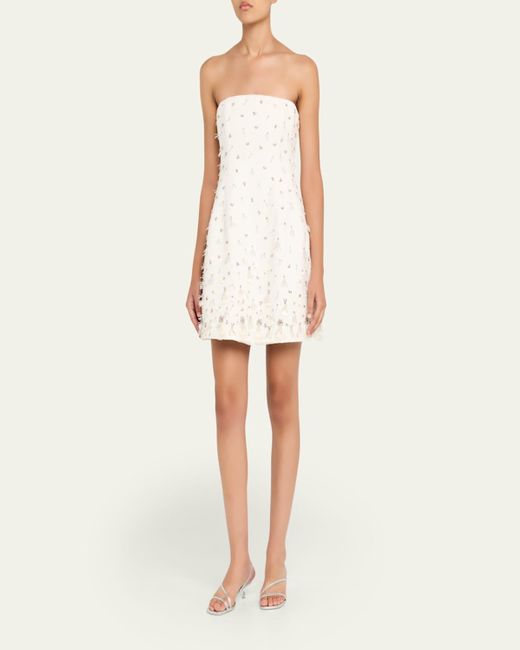 Jonathan Simkhai Natural Yasmin Embellished Strapless Mini Dress