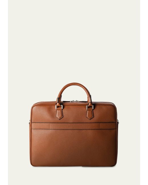 Serapian Brown Slim Briefcase In Cachemire Leather for men