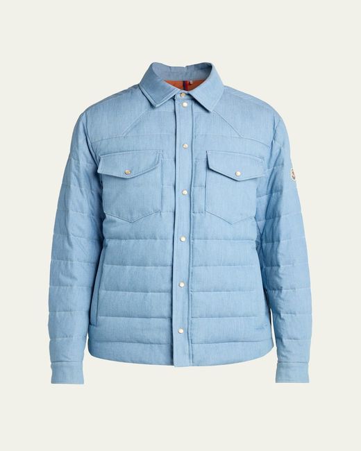 Moncler Blue Cotton Down Jacket for men