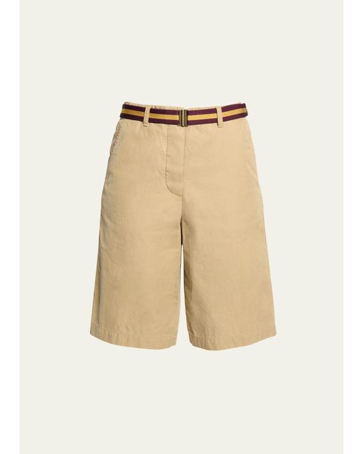 Dries Van Noten Natural Pulian Belted Long Shorts