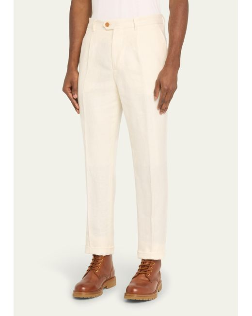 Brunello Cucinelli Natural Single-pleated Trousers for men