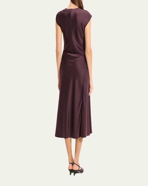 Theory Purple Satin Twist Bodice Dress