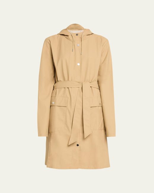 Rains Natural Curve Belted Trench Coat With Drawstring Hood