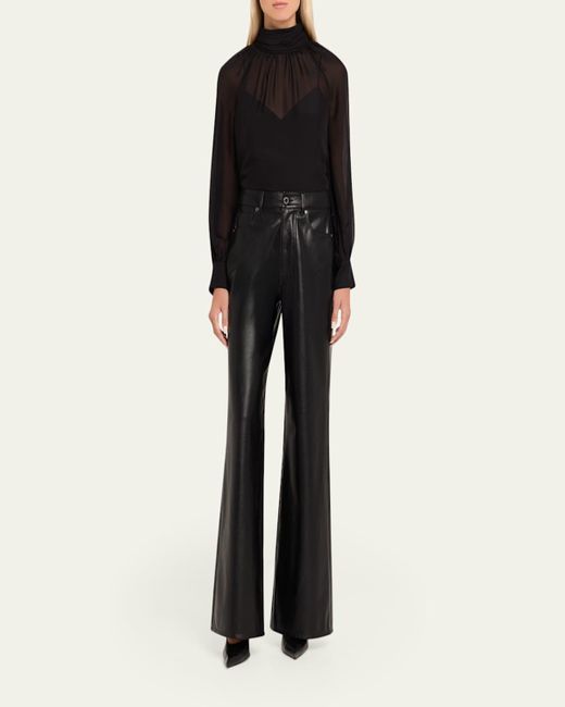 Veronica Beard Black Kasey Mid-Rise Wide-Leg Pants