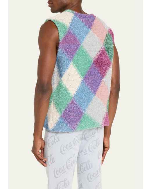 ERL Multicolor Lurex Argyle Sweater Vest for men