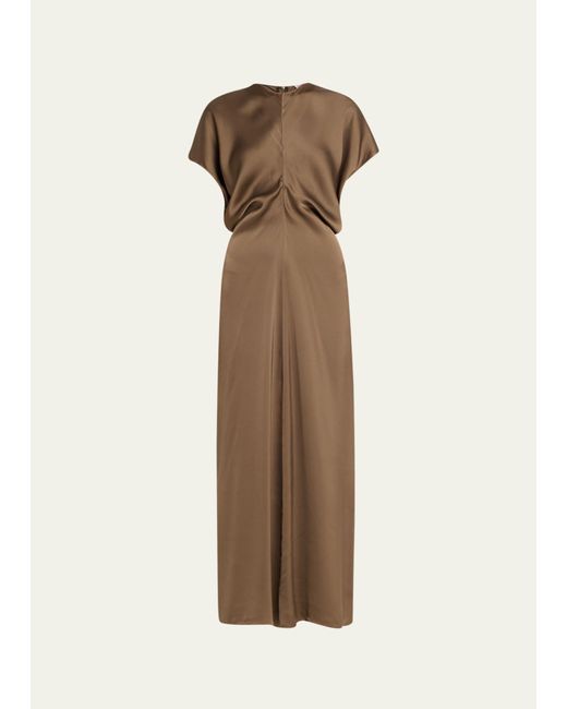 Totême  Natural Satin Maxi Dress With Slouch Waist Detail