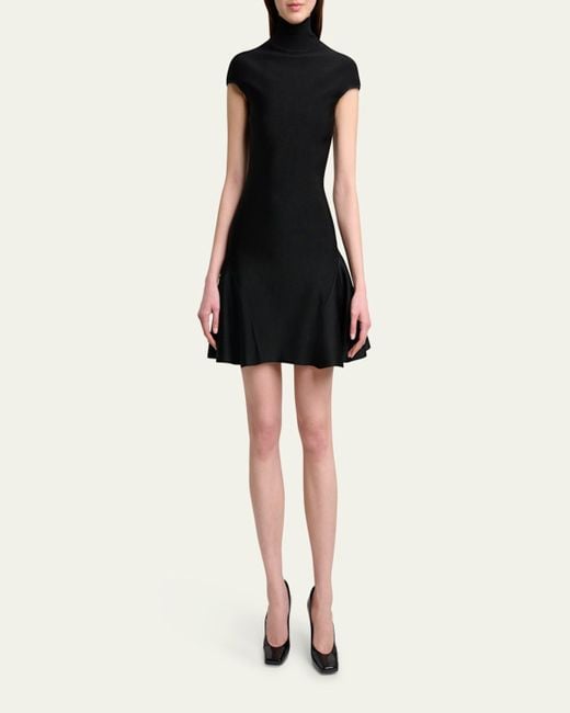 black cap sleeve fit and flare dress Anais Merino Wool Ponte Fit & Flare Dress main image 0