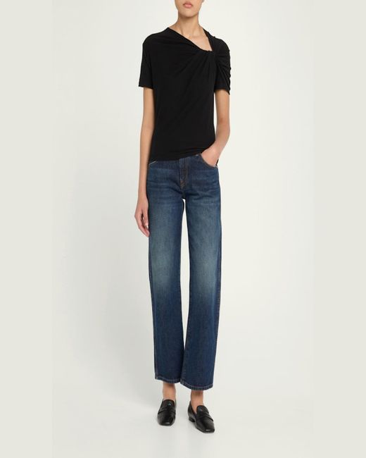 A.L.C. White Liz Short-Sleeve Twist Top