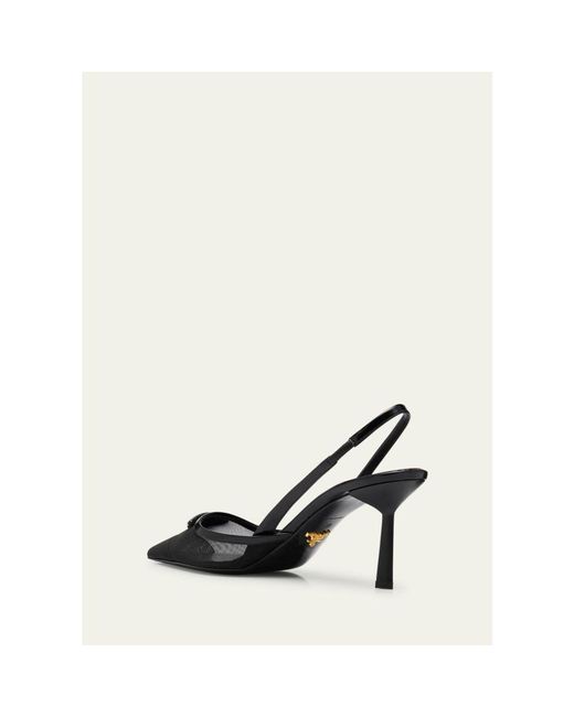 Prada Natural Rete Nylon Mesh Slingback Pumps