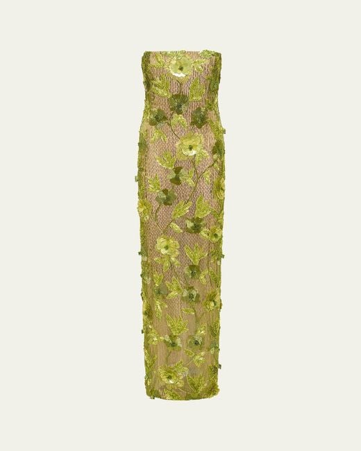 Rachel Gilbert Pierre Floral Beaded Strapless Gown in Green | Lyst Rachel Gilbert Pierre Floral Beaded Strapless Gown in Green | Lyst