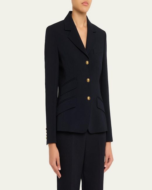 Max Mara Blue Single-Breasted Stretch Wool Jacket