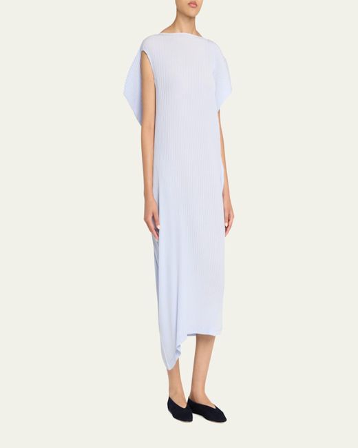 Issey Miyake White Shadow Study Pleats Solid Dress