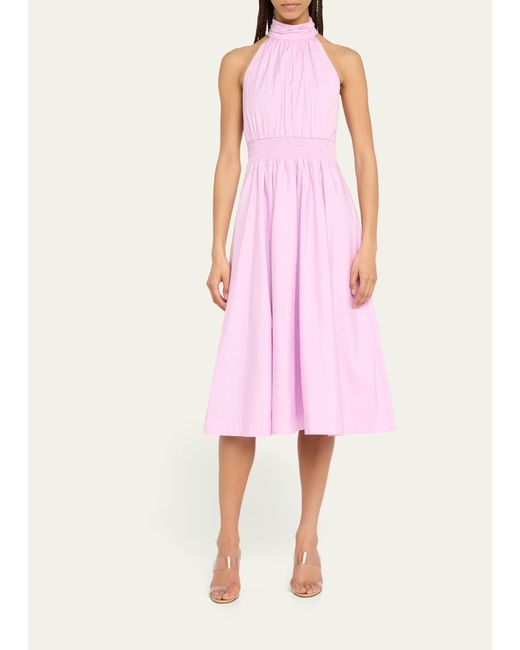Veronica Beard Pink Kinny High-neck A-line Midi Dress