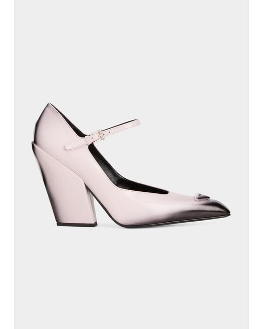 靴 PRADA mary jane square toe heels white Prada Modellerie Leather Mary Jane Pumps in White | Lyst