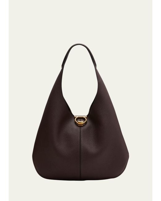 Ferragamo Black Margot Gancini Leather Hobo Bag