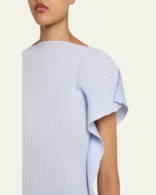 Issey Miyake Blue Shadow Study Pleats Solid Top