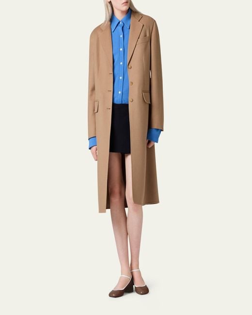 Miu Miu Natural Single-Breasted Cashmere Trench Coat