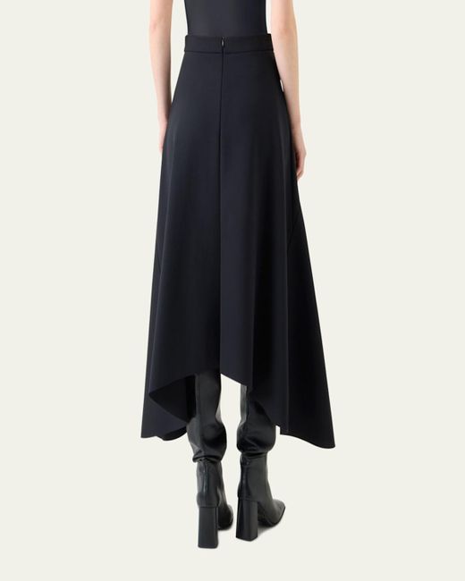 Akris Punto Blue Asymmetrical Neoprene Midi Skirt