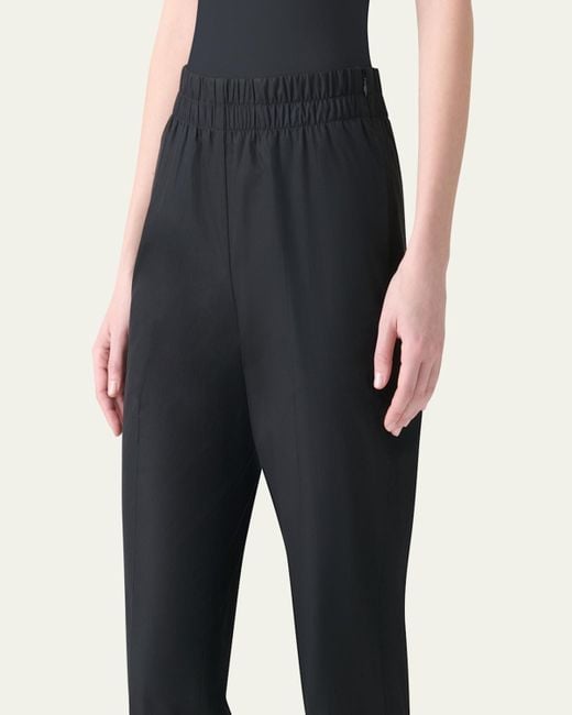 Akris Punto Blue Farell Elastic Waistband Cropped Poplin Pants