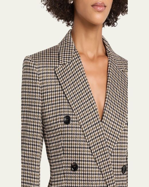 Max Mara Gray Wool Houndstooth Double-Breasted Jacket