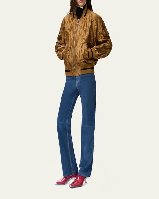 Loewe Brown Satin Oversized Bomber Jacket