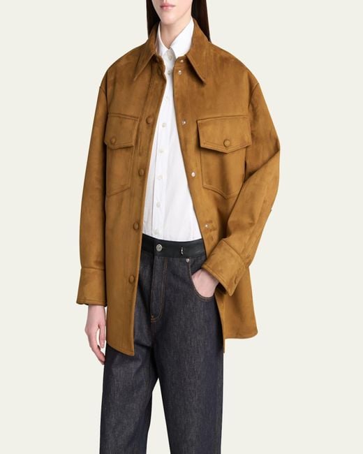 Stella McCartney Brown Long-Sleeve Alter Suede Overshirt
