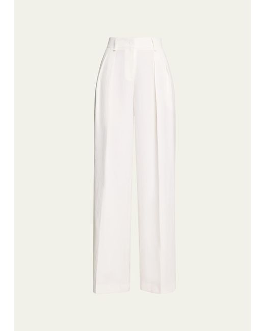 Michael Kors Natural Sandwashed Linen Pleated Slouch Trousers