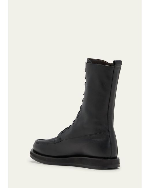 The Row Black Patty Leather Lace-up Boots