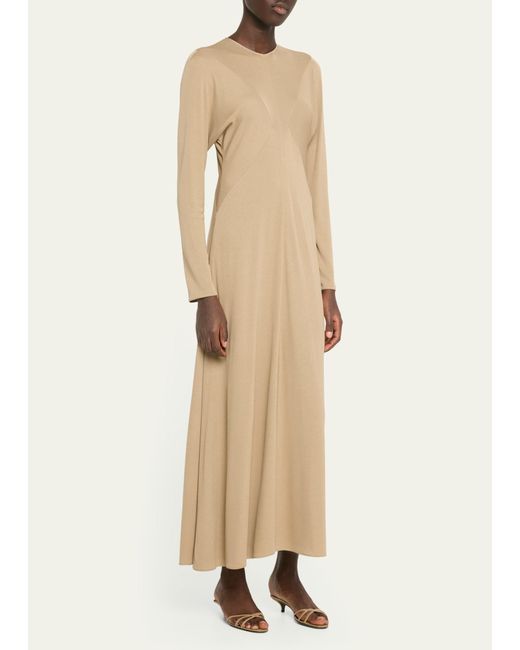 The Row Natural Venusia Long-sleeve A-line Maxi Dress