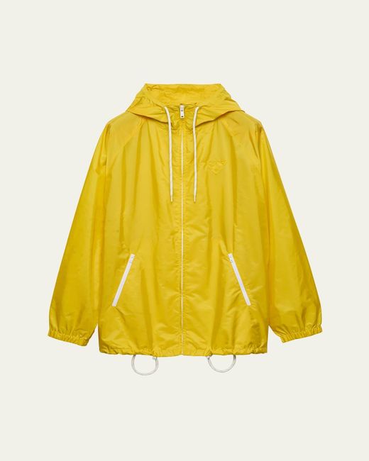 Prada Yellow Re-Nylon Drawstring Hooded Rain Jacket