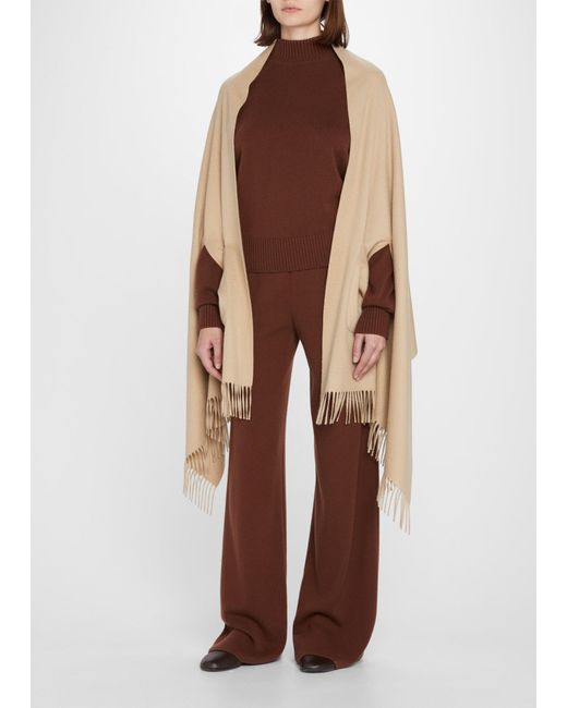Loro Piana Opera The Nice Cashmere Fringe Stole in Brown | Lyst