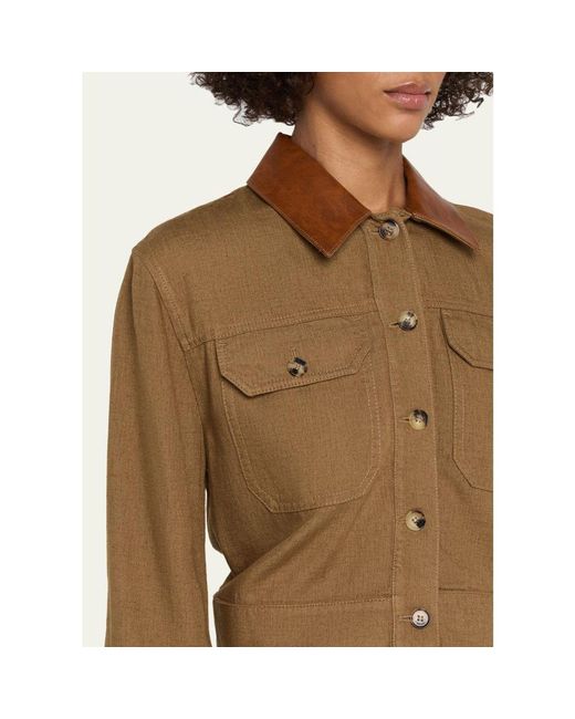 Jonathan Simkhai Natural Derby Cropped Linen Jacket