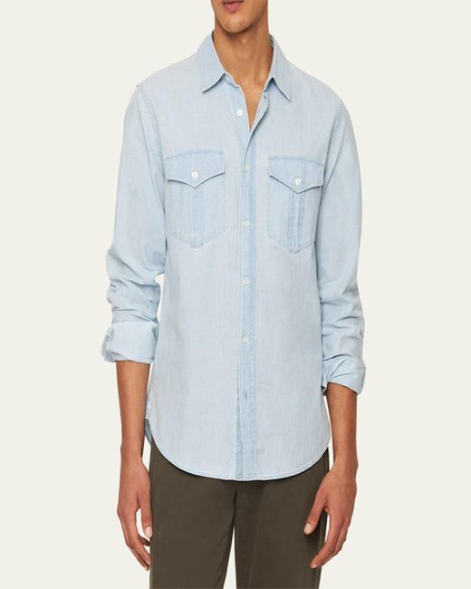 Orlebar Brown Blue Colburn Chambray Button-Down Shirt for men