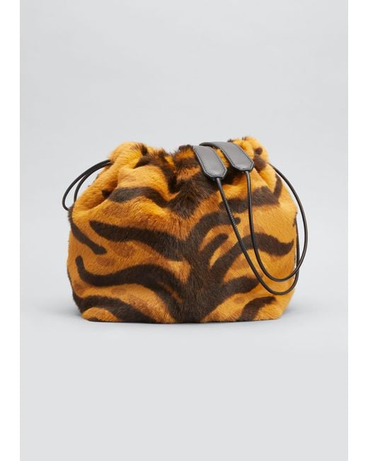 Jil Sander Brown Small Tiger Drawstring Crossbody Bag