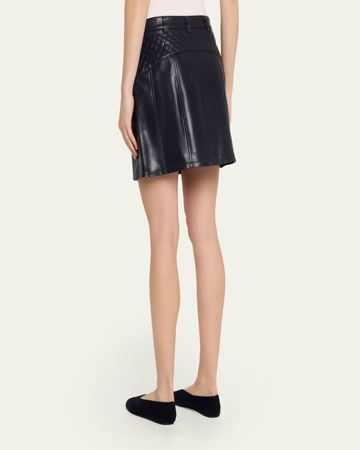 Cinq À Sept Blue Claudia Quilted Vegan Leather Mini Skirt