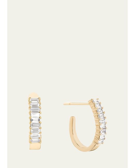 Lana Jewelry Natural 14k Gold Baguette Diamond Huggie Earrings