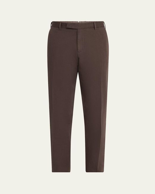 Zegna Brown Cotton-Linen Summer Chino Pants for men