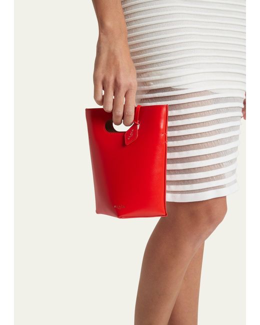 Alaïa Red Small Folded Leather Tote Bag