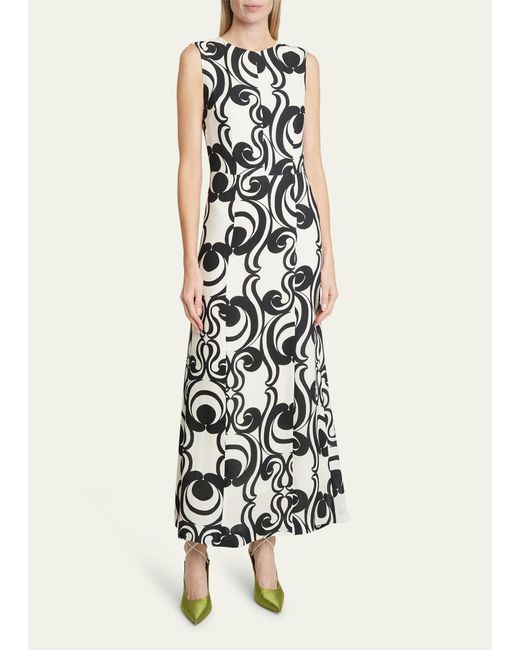 Dries Van Noten White Dimia Abstract-print Sleeveless Dress