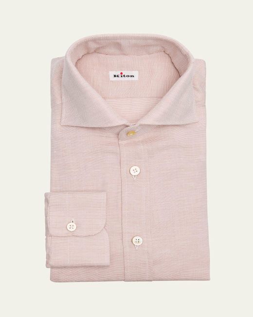 Kiton Pink Cotton Nailhead Dress Shirt for men
