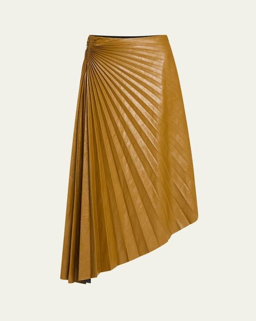 A.L.C. Natural Tracy Pleated High-Low Midi Skirt