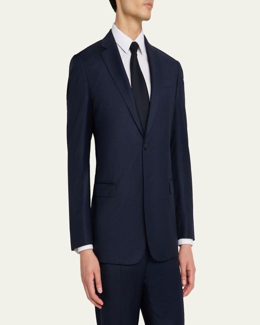 Giorgio Armani Blue Tonal Plaid Wool Two-Piece Suit for men