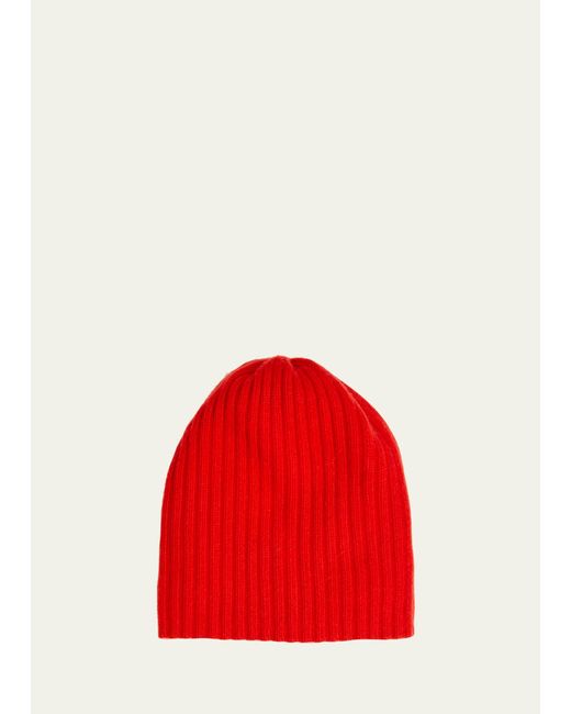 Portolano Red 4-ply Cashmere Slouch Beanie Hat