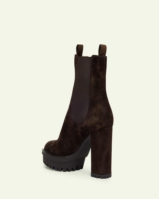 Gianvito Rossi Black Suede Lug-Sole Booties