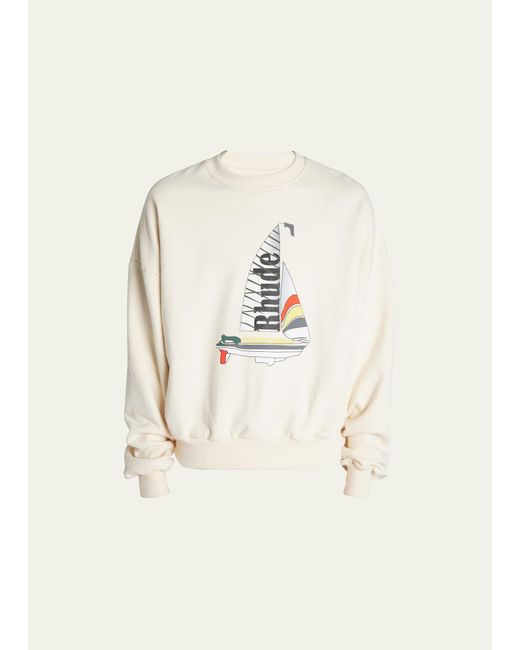 Rhude Natural Cotton Terry Logo Catamaran Sweatshirt for men