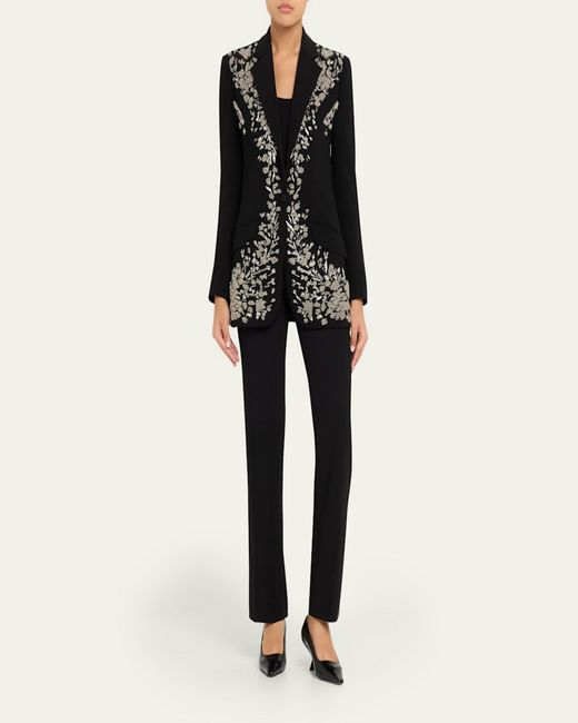 Prabal Gurung Black Beaded Single-Button Blazer